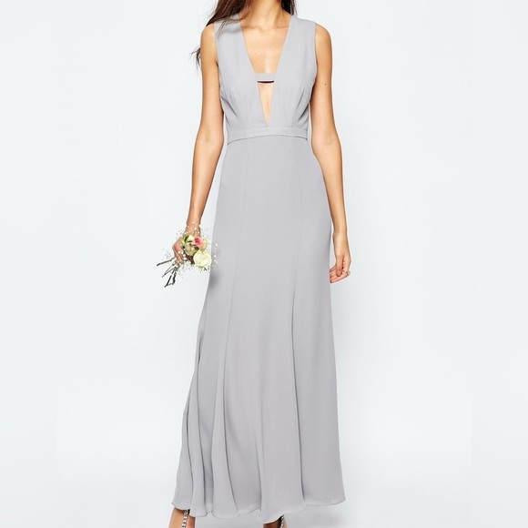 Fame and Partners Dresses & Skirts - Fame and Partners Gray Cut Out Maxi Dress Size 2